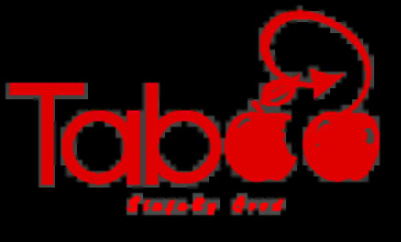 Taboo logo in red with stylized monkey silhouette design